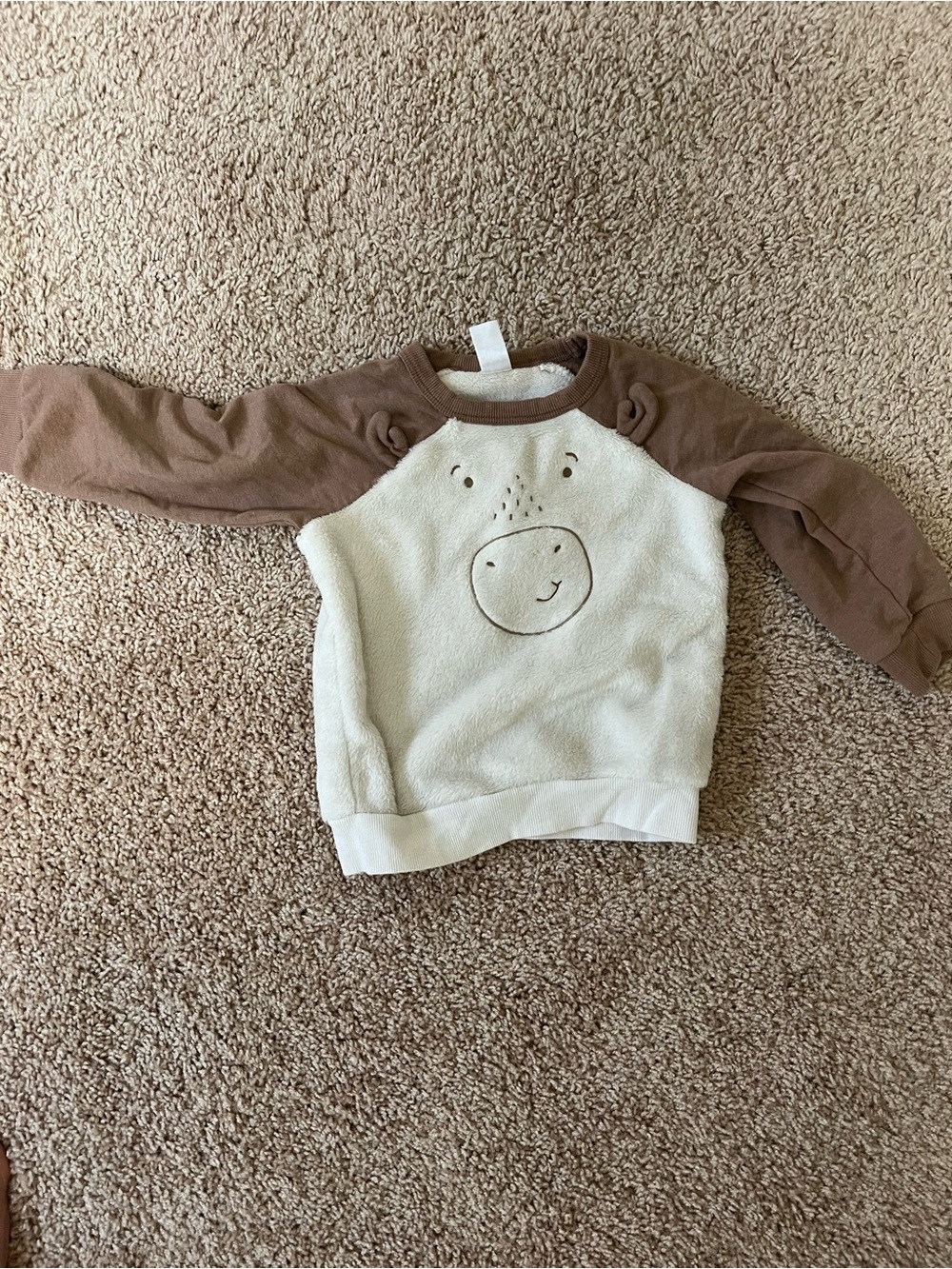 Cozy Cream & Brown Bear Pullover Sweatshirt for Kids